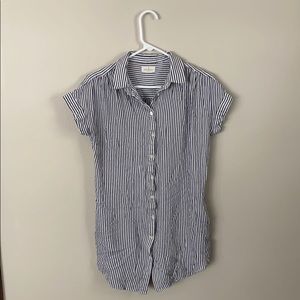 Short Sleeve Stripped Button Down Top